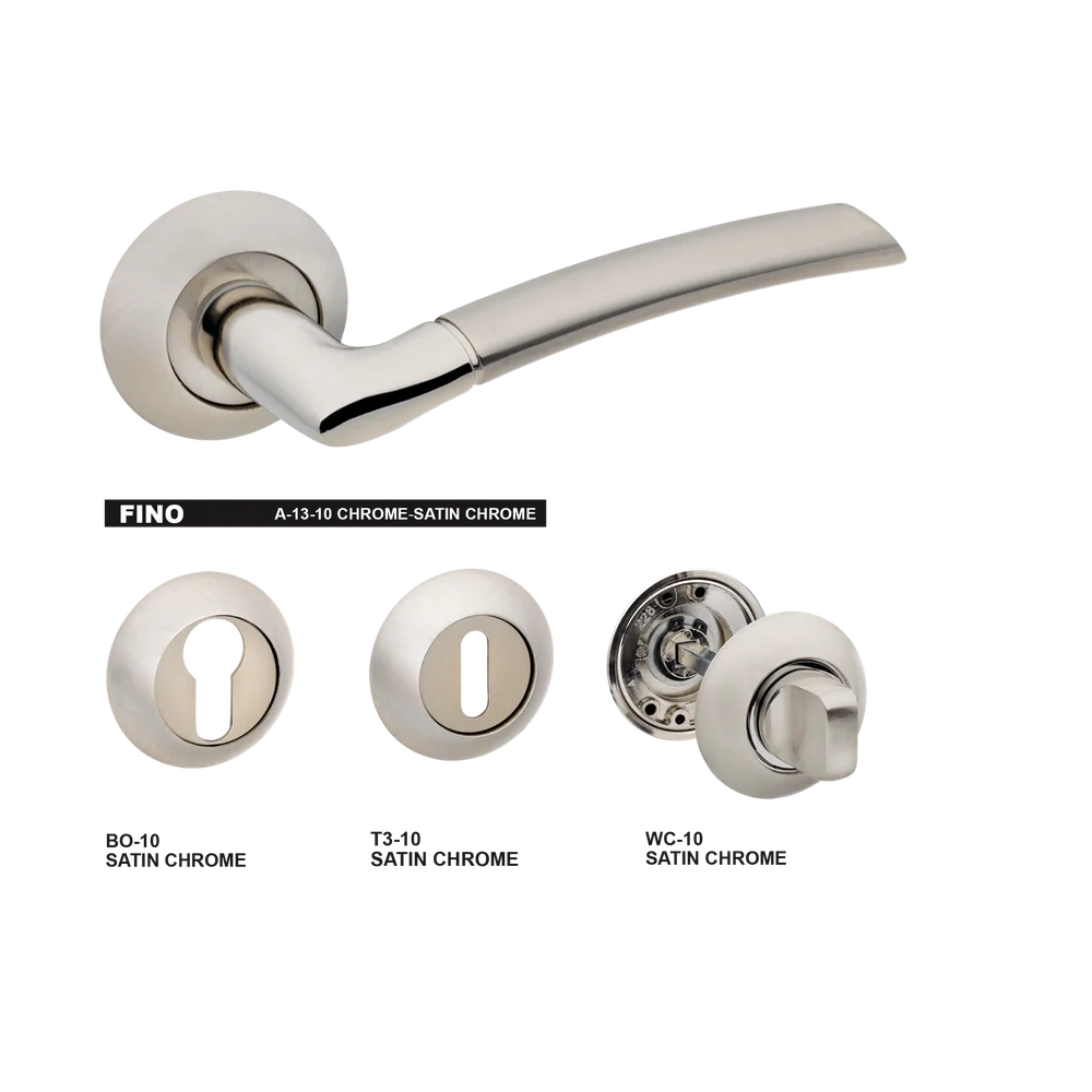 Дръжка за врата Fino A 13 10 Chrome Satin Chrome в цвят хром - сатен хром с кръгла розетка